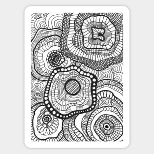 Doodle Flowers black and white Sticker